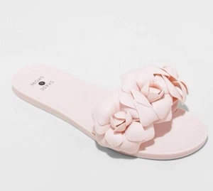 Sand And Shore slide Sandals light Pink Flowers size 6 - Picture 1 of 6