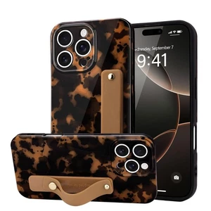 For iPhone 16 Max Case with Wrist Strap, Cheetah Leopard Tortoise Shell Print... - Picture 1 of 9