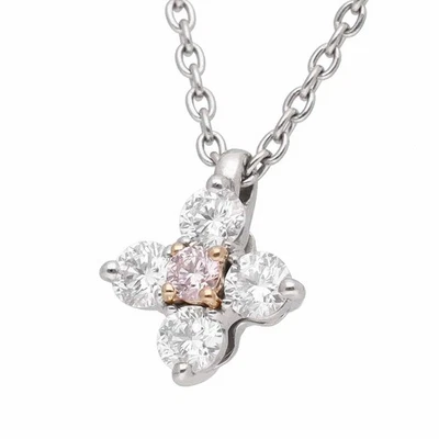 Ожерелье с подвеской в виде креста с розовыми бриллиантами Royal Asscher 0,02 карата платина K18 розовое золото - Изображение 1 из 4
