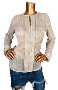 Express Portofino M Top Relaxed Fit transparent glänzend geometrisch Bluse leicht Wgt Shirt - Bild 1 von 12