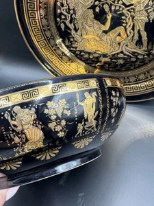Greek Black Pottery Plates and Bowl – Sxipolias – 24K Gold – Greek Mythology - Picture 1 of 10
