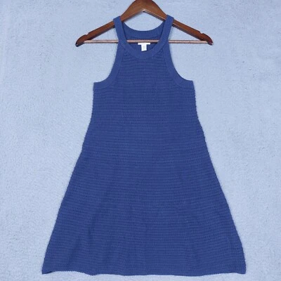 Garnet Hill Kids Dress Girls XL Navy Blue Organic Cotton Crochet A-Line Halter - Image 1 of 4