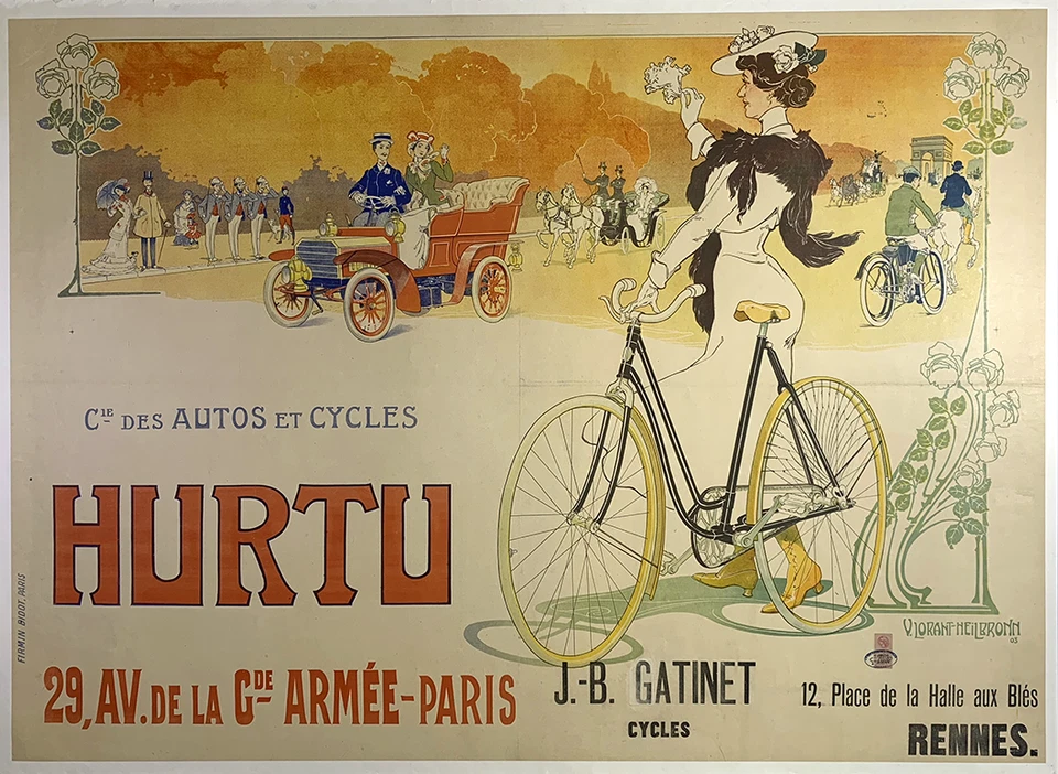 Hurtu Original Vintage Bicycle Poster by V. Lorant-Heilbronn Cycling Bicycle  - Image 1 of 1