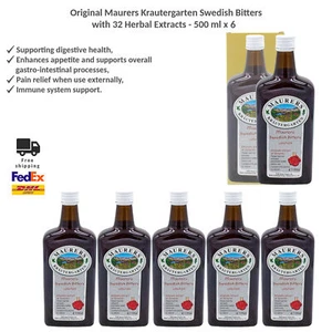 Original Maurers Krautergarten Swedish Bitters with 32 Herbal Extracts 6x500ml - Picture 1 of 7