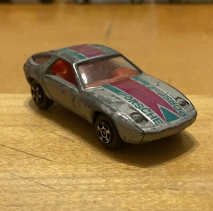 Vintage Playart Porsche 928 Silver w/Magenta Stripe Rare Original Old Car FreeSh - Picture 1 of 7