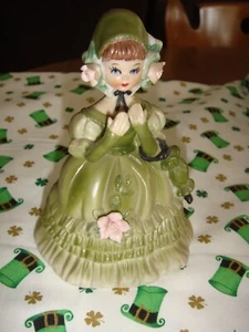 Lefton Victorian Lady Or St. Patrick's Day Girl Figurine - Picture 1 of 9