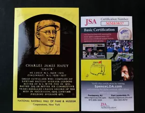 Chick Hafey HOF Signed/Auto HOF Plaque Postcard JSA CERT (d.1973) Cardinals RARE - Picture 1 of 3