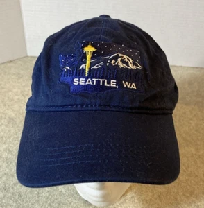 Seattle Washington Blue Cap Hat Strapback Embroidered Map Logo Ace USA - Picture 1 of 7