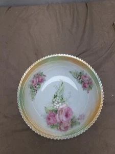 Antique PK Selesia 9” Rose Pattern Serving Bowl. Truly Beautiful Check Pictures - Picture 1 of 10