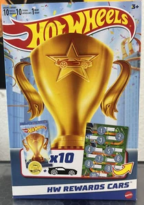 lotto 10 Hot Wheels + 10 Adesivi + 1 Inserto Ricompense scatola completa (sigillati in fabbrica) - Foto 1 di 2