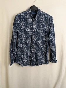 Easy Men's casual shirt long sleeve size large navy blue floral button down - Picture 1 of 9