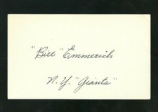Bill Emmerich 3x5 signed auto autographed note card New York Giants