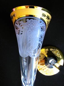 Tschechischer Jugendstil Alphonse Mucha. Paar Sektflöten 11,8 Zoll hoch. 10.1 fl.oz - Bild 1 von 13