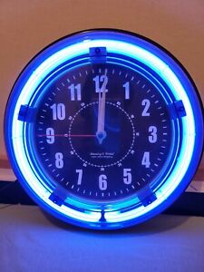 NEON. RETRO. BLUE. Sterling & Noble 11 inch Vibrant & Cool Analog Wall Clock