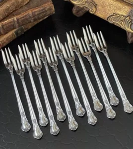 Glorious Set 12 Gorham Chantilly Sterling Silver Cocktail Forks American 5.5” - Picture 1 of 12