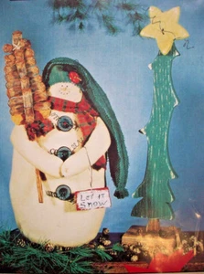 Woody the Snowman decorative folk art painting Christmas decor woodwork  pattern - Picture 1 of 1