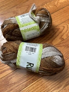 NOS Yarn Skeins of Ruffles Yarn by Darice 3.5 Oz Brown RF19109 Lot of 2 - Picture 1 of 2