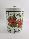 Italian Pottery Canister, Red Poppies, 11"tall, 6" round