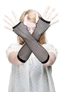 Karneval Handschuhe Netzhandschuhe Fishnet Schwarz Punk Wave Gothic 80er Z066 - Bild 1 von 3