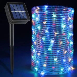 Led Solar Rope Fairy String Strip Lights Outdoor Garden Patio Backyard Pool UK - Picture 1 of 28