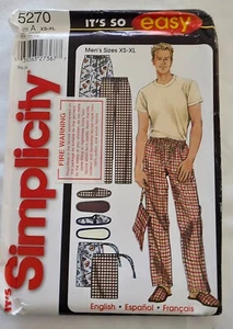 Simplicity 5270 - Men's Pants, Slippers & Bag- SIZES XS-XL- UNCUT Sewing Pattern - Picture 1 of 3