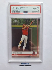 2019 Topps Chrome Baseball Mike Trout Jumping, #200, Angles, PSA 10 GEM MINT - Bild 1 von 3