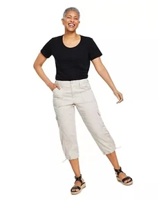 Style & Co Womens Cargo Capri Hiking Adjustable Lightweight High Rise Stretch 12 - Picture 1 of 7