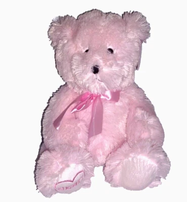 Hershey's Pink TEDDY BEAR Fuury Soft 13 polegadas pelúcia rosa arco pé coração novo com etiquetas - Imagem 1 de 4