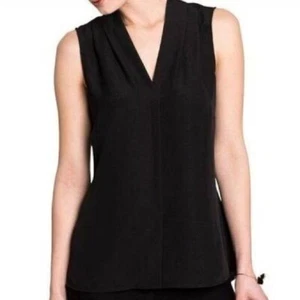 Blusa THEORY Hylin Sin Mangas Seda Georgette Plisada Top Cuello en V - Imagen 1 de 6