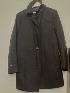 Bugatti The European Brand Mens Wool Coat Size 40 Black Long Coat - Picture 1 of 13