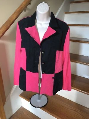 SCARLETT Poly Spandex Hot pink Black Light Weight Dress Jacket Size 10 ❤️tb12m14 - Image 1 of 4