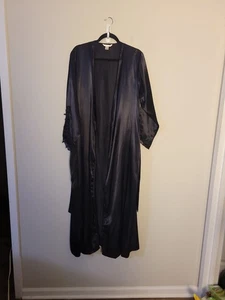 Flora Black Satin Long Robe Sz L/XL - Picture 1 of 9