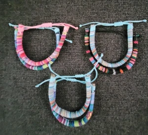 New Lot Of 2 Hand-Woven Nylon Surfer Bracelet Beach Jewelry Adjustable - Picture 1 of 4