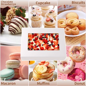 12Pcs 14X10X4In Cake Boxes White Bakery Box Quarter Sheet Boxs with Window Large - Picture 1 of 7
