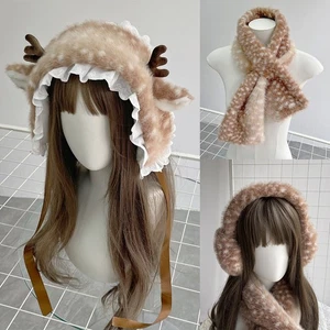 Lolita Haarband Hirschohr Geweih Stirnband verdicken Ohrenschützer Schal Kopfschmuck weich ☾ - Bild 1 von 21