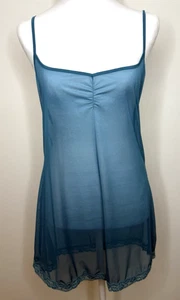 VTG Y2K Victoria's Secret Sheer Slip Dress M Blue Made in USA Mesh Sexy Romantic - Picture 1 of 8