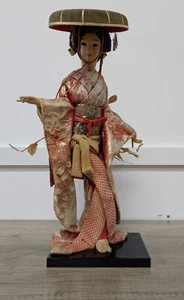 Vintage/Antique Japanese Geisha Nishi Fabric Souvenir Doll Red/Gold Kimono - Picture 1 of 16
