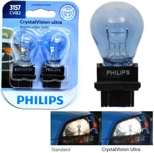 Philips Crystal Vision Ultra Light 3157 27/7W Two Bulbs Brake Stop Replace Fit - Picture 1 of 12