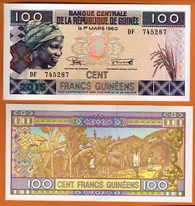 GUINEA 2015 UNC 100 Francs Banknote Paper Money Bill P- A47 - Imagen 1 de 1
