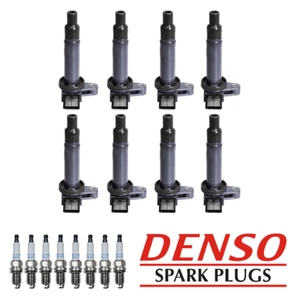 8 Ignition Coil & Denso Platinum Spark Plug for Toyota Tundra Lexus GX470 UF230 - Picture 1 of 12