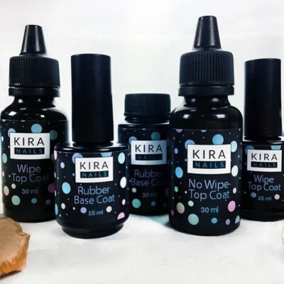 KIRA NAILS Smalto Gel Base in Gomma Top, Top Opaco, Senza Pulizia Top Coat LED UV - Immagine 1 di 4