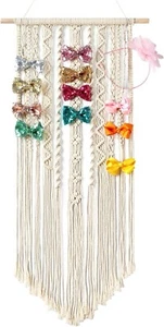 Macrame Hair Bow Holder, Clip Bow Organizer, Wall Hanging Decor - Picture 1 of 5