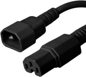 15 PACK LOT 15ft IEC C14 - C15 Black Power Cord 14AWG 15A/1875W 100-250V 4.6M - Picture 1 of 1