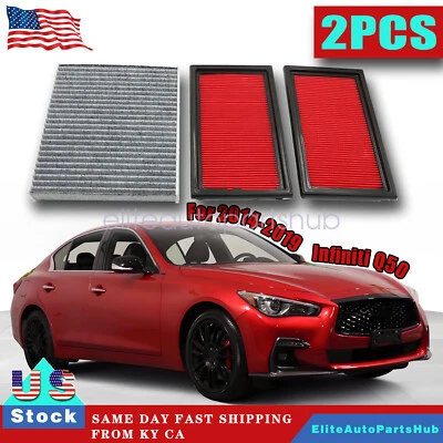 Filtro de aire de cabina de carbón + filtro de aire del motor nuevo para Infiniti Q50 2014-2019 Foto 1 de 4
