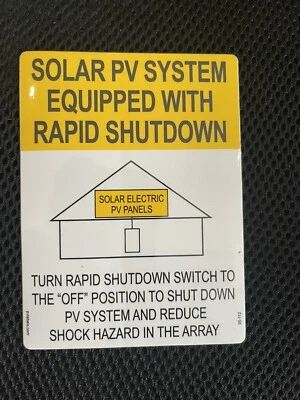 COMPLIANCESIGNS NEW Caution Solar PV Rapid Shutdown Label weather resistant vinyl