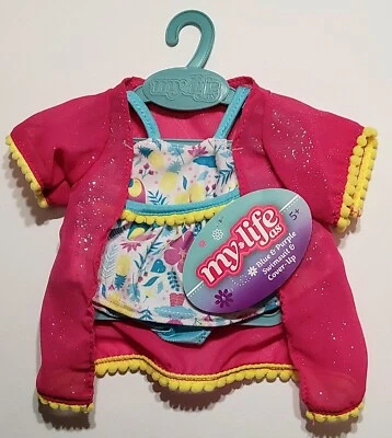 My Life As Pink Tropical Swimsuit & Cover-Up Summer Swim Outfit for 18" Dolls - Image 1 of 2