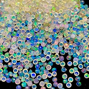 50 Pcs Natural Opal 2mm Round Flashy Multi Color Loose Cabochon Gemstones Lot - Picture 1 of 18