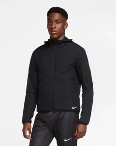 Nike Aerolayer Repel Fill Hooded Insulated Running Jacket Black Size Large - Picture 1 of 6