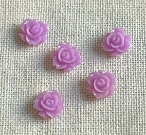 SET OF 5 Origami Owl Inspired 6mm FLATBACK RESIN ROSES Floating Charms LAVENDER - Picture 1 of 3