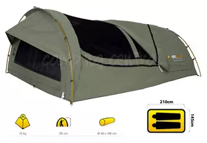 OZTRAIL MITCHELL DOUBLE Canvas Swag / Alloy Poles *NEW* - Picture 1 of 1